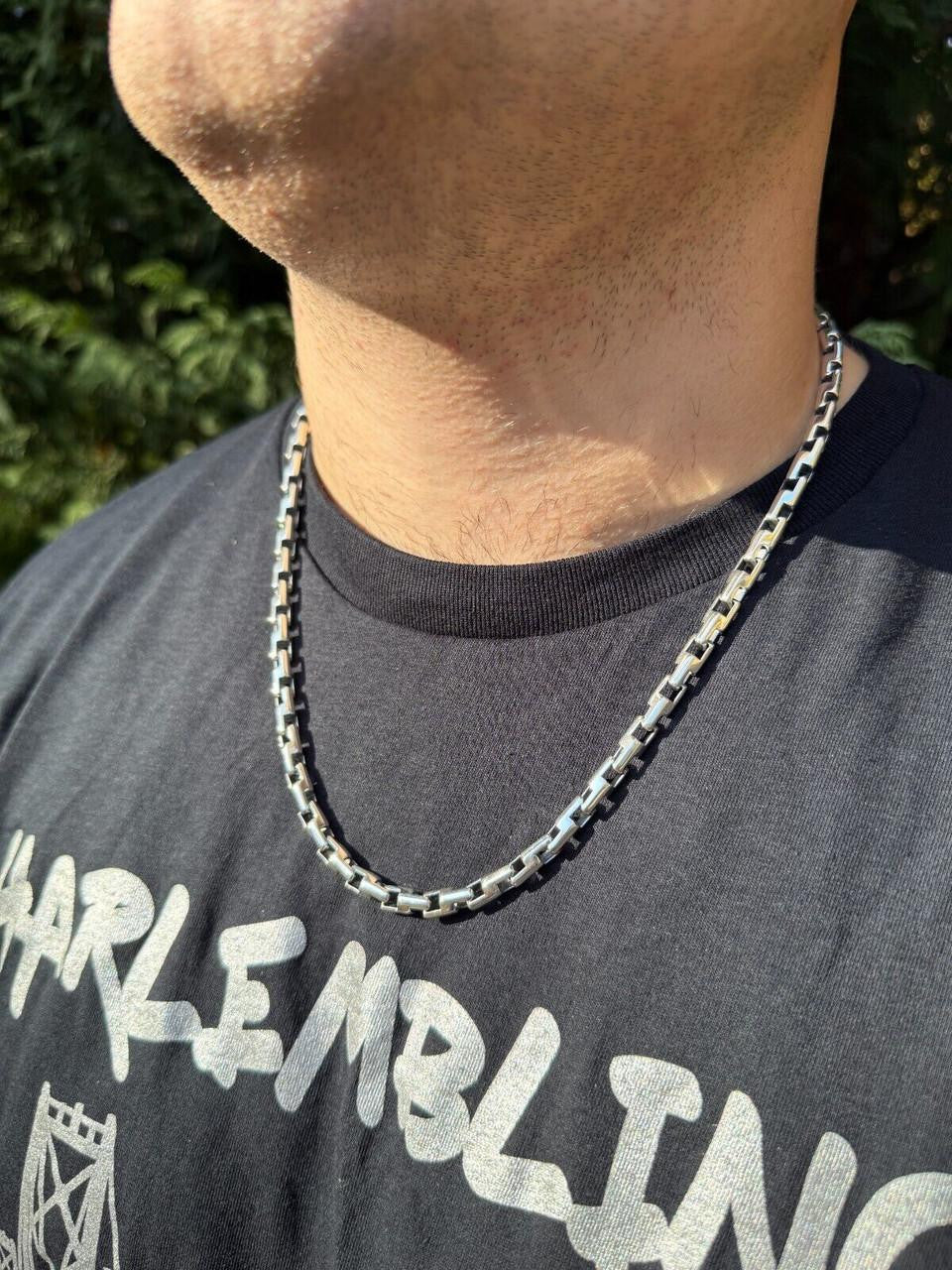 HarlemBling Bullet Rolo Chain Necklace - Oxidized 925 Sterling Silver - 18"-28" - 6mm