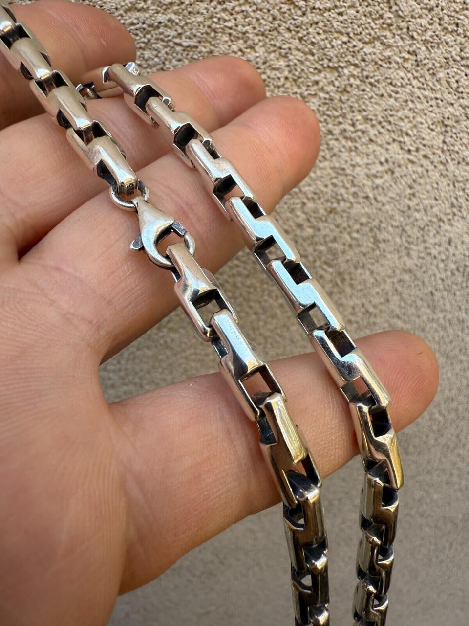 HarlemBling Bullet Rolo Chain Necklace - Oxidized 925 Sterling Silver - 18"-28" - 6mm