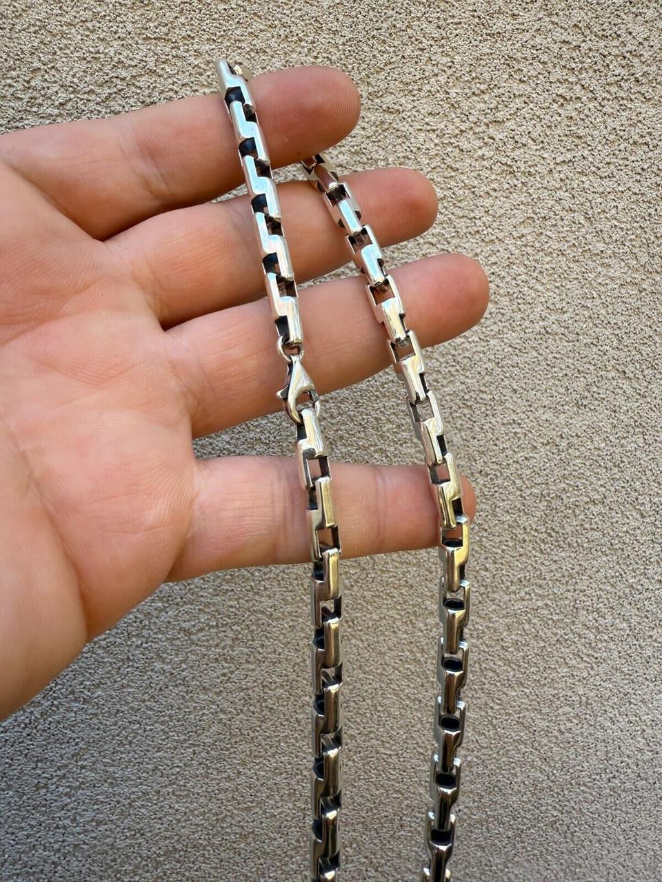 HarlemBling Bullet Rolo Chain Necklace - Oxidized 925 Sterling Silver - 18"-28" - 6mm