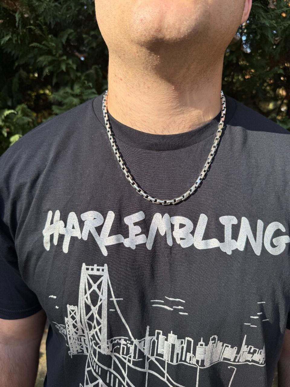 HarlemBling Bullet Rolo Chain Necklace - Oxidized 925 Sterling Silver - 18"-28" - 6mm