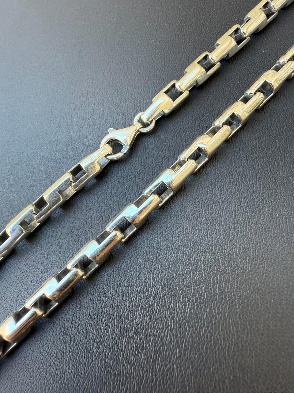 HarlemBling Bullet Rolo Chain Necklace - Oxidized 925 Sterling Silver - 18"-28" - 6mm