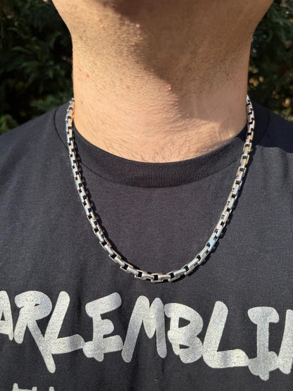 HarlemBling Bullet Rolo Chain Necklace - Oxidized 925 Sterling Silver - 18"-28" - 6mm