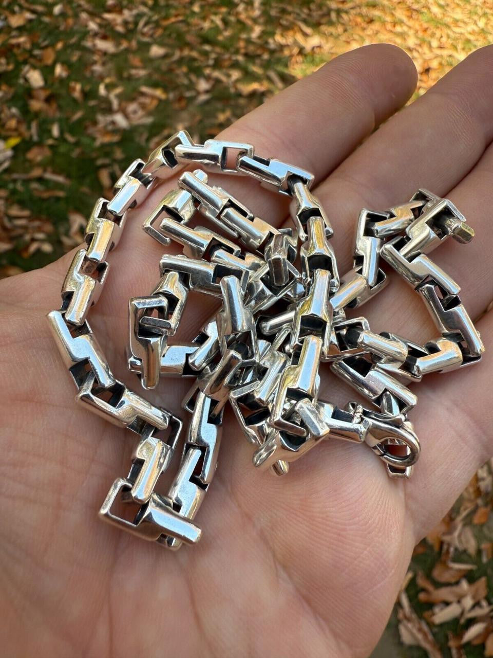 HarlemBling Bullet Rolo Chain Necklace - Oxidized 925 Sterling Silver - 18"-28" - 6mm