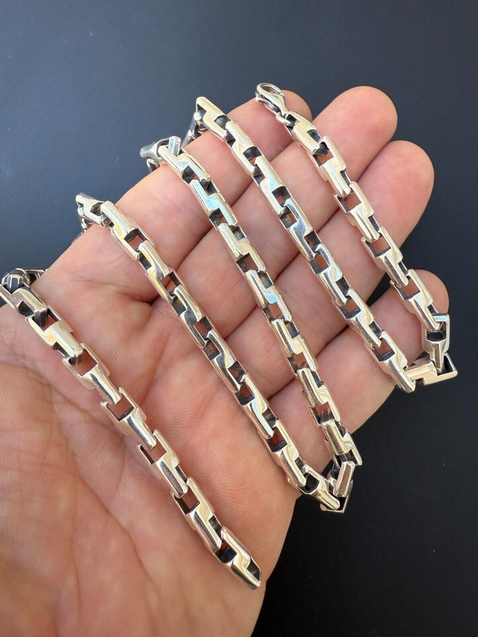 HarlemBling Bullet Rolo Chain Necklace - Oxidized 925 Sterling Silver - 18"-28" - 6mm