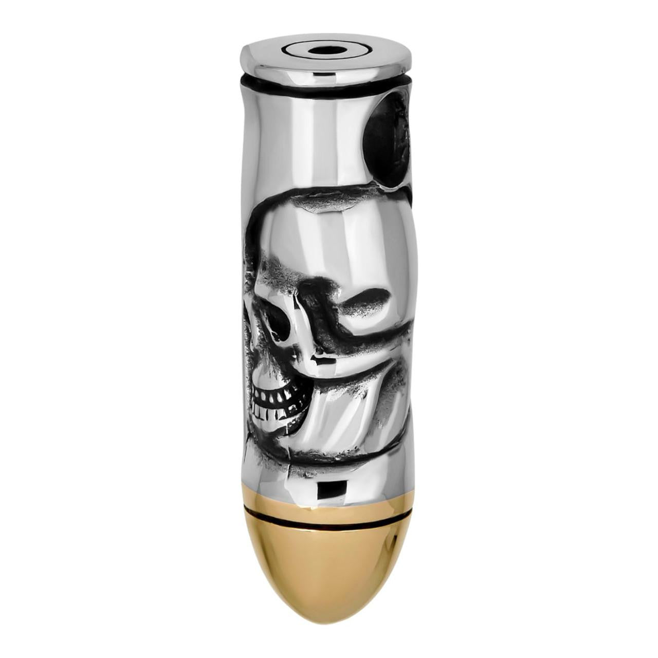 HarlemBling Bullet W. Skull Pendant - 14k Gold Vermeil Or Oxidized 925 Silver - Small 1"