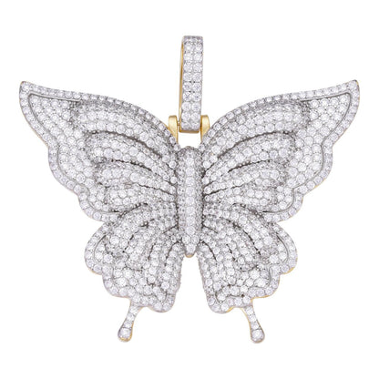 HarlemBling Butterly HipHop Pendant - 14k Gold Vermeil 925 Silver - CZ Stones - Large 3"