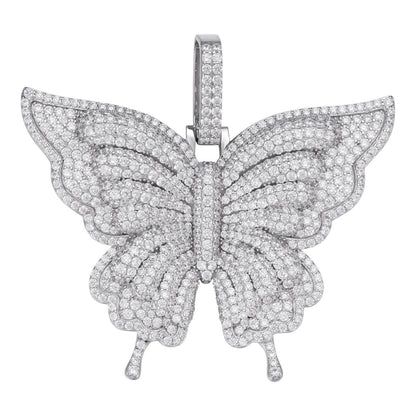 HarlemBling Butterly HipHop Pendant - 925 Silver - CZ Stones - Large 3"