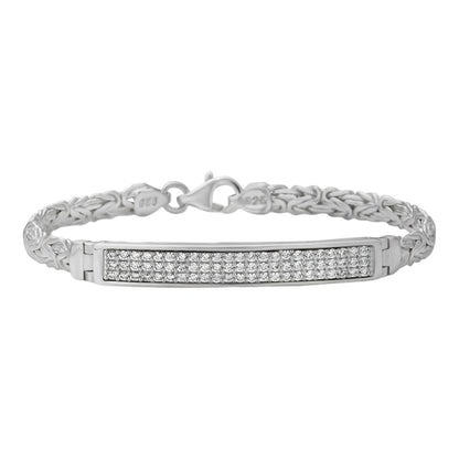 HarlemBling Byzantine ID Link Bracelet Iced Out CZ - 925 Sterling Silver - 8.5" - 6.5mm