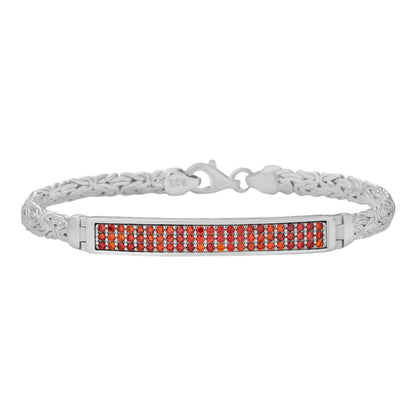 HarlemBling Byzantine ID Link Bracelet Iced Out Red CZ - 925 Sterling Silver - 8.5" - 6.5mm