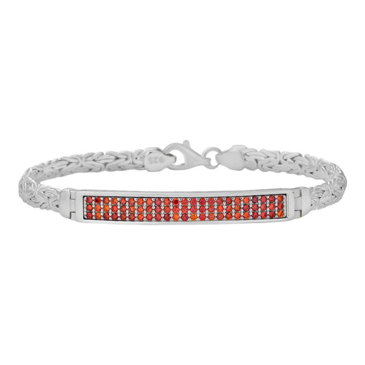 HarlemBling Byzantine ID Link Bracelet Iced Out Red CZ - 925 Sterling Silver - 8.5" - 6.5mm