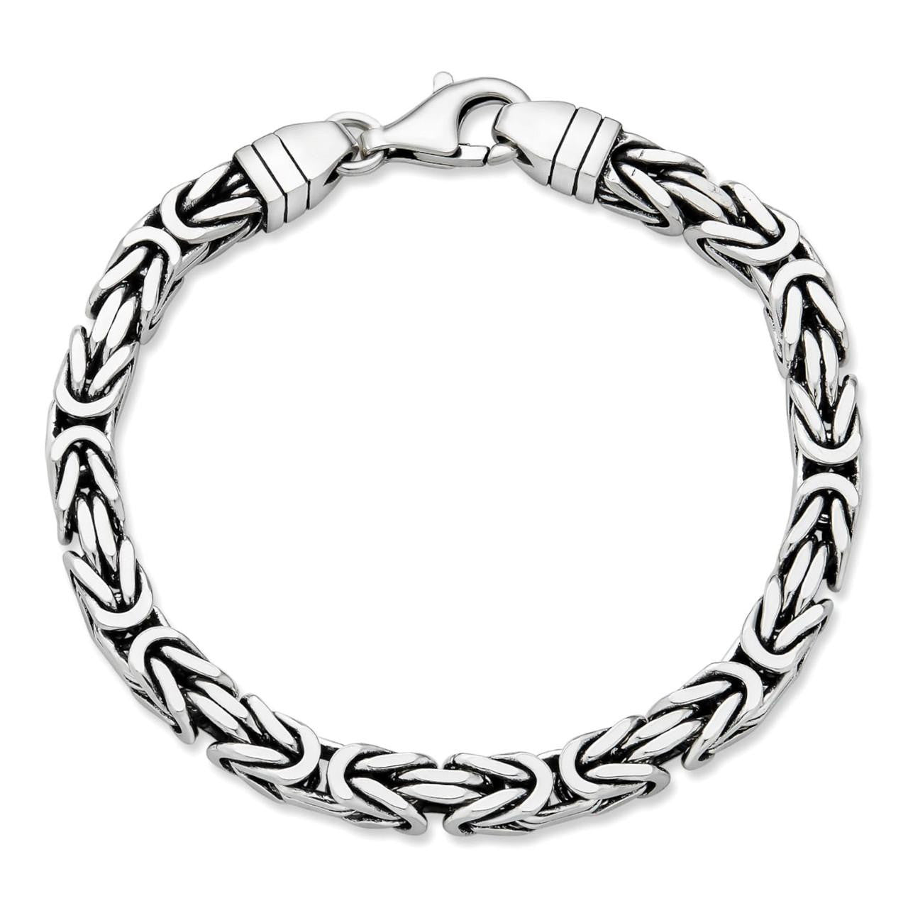 HarlemBling Byzantine Link Bracelet - Black Rhodium 925 Sterling Silver - 7.75" - 6mm