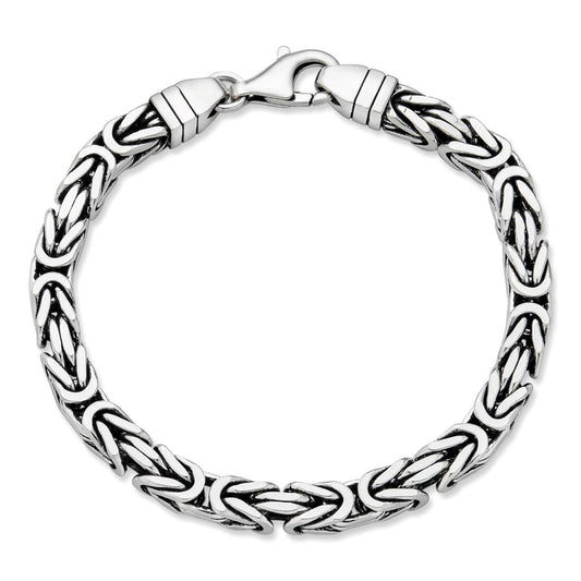 HarlemBling Byzantine Link Bracelet - Black Rhodium 925 Sterling Silver - 7.75" - 6mm
