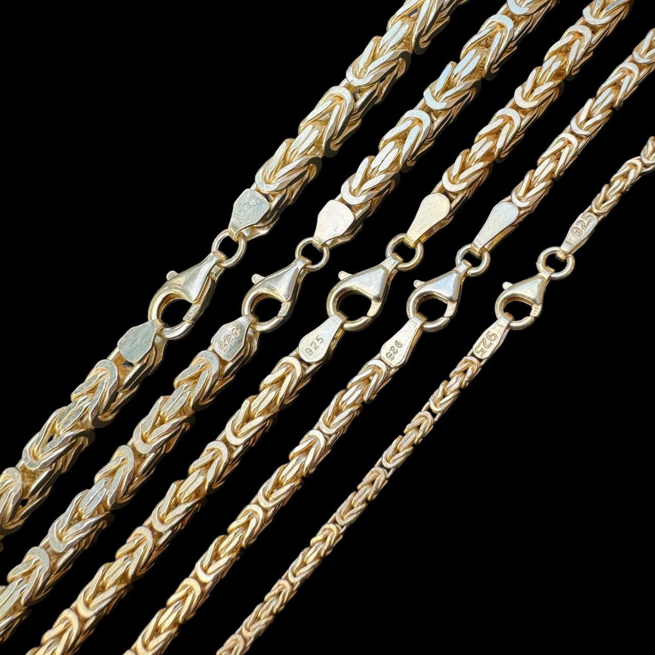 HarlemBling Byzantine Link Chain Necklace - 14k Gold Vermeil 925 Sterling Silver - 18"-30" - 2.5mm-6mm