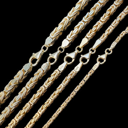 HarlemBling Byzantine Link Chain Necklace - 14k Gold Vermeil 925 Sterling Silver - 18"-30" - 2.5mm-6mm