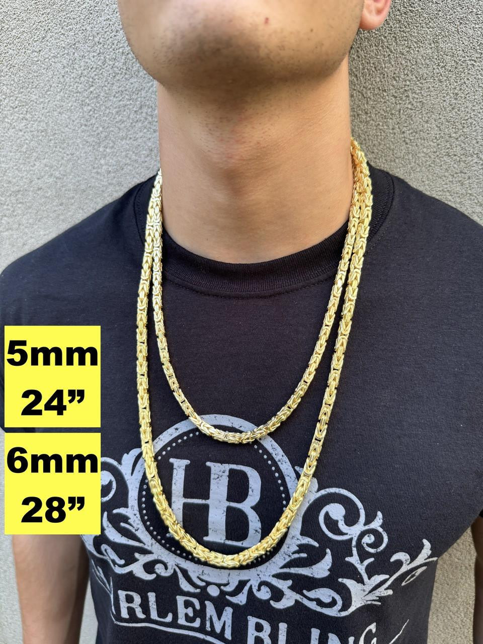 HarlemBling Byzantine Link Chain Necklace - 14k Gold Vermeil 925 Sterling Silver - 18"-30" - 2.5mm-6mm