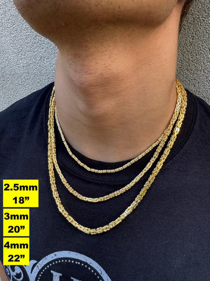 HarlemBling Byzantine Link Chain Necklace - 14k Gold Vermeil 925 Sterling Silver - 18"-30" - 2.5mm-6mm