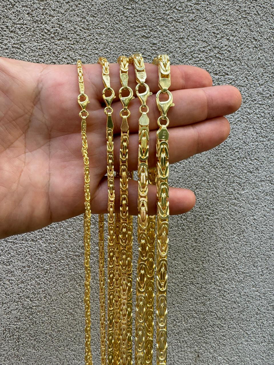 HarlemBling Byzantine Link Chain Necklace - 14k Gold Vermeil 925 Sterling Silver - 18"-30" - 2.5mm-6mm