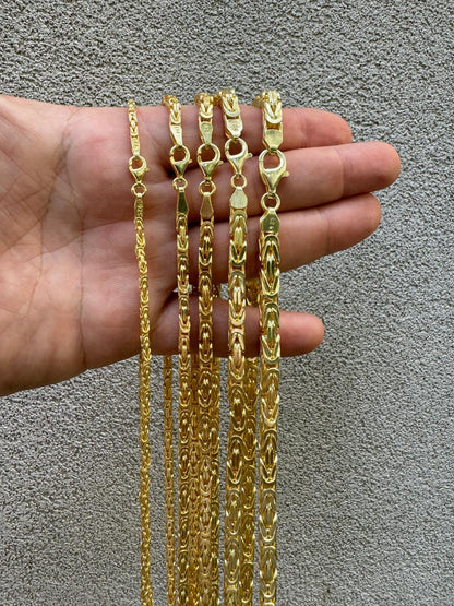 HarlemBling Byzantine Link Chain Necklace - 14k Gold Vermeil 925 Sterling Silver - 18"-30" - 2.5mm-6mm