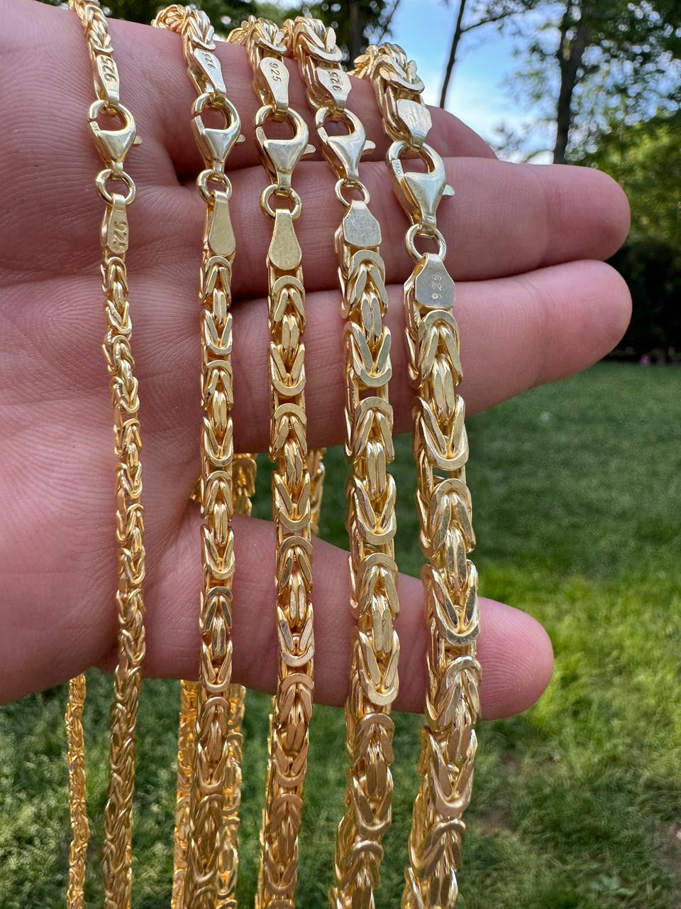 HarlemBling Byzantine Link Chain Necklace - 14k Gold Vermeil 925 Sterling Silver - 18"-30" - 2.5mm-6mm