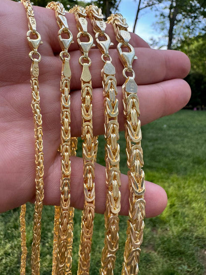 HarlemBling Byzantine Link Chain Necklace - 14k Gold Vermeil 925 Sterling Silver - 18"-30" - 2.5mm-6mm