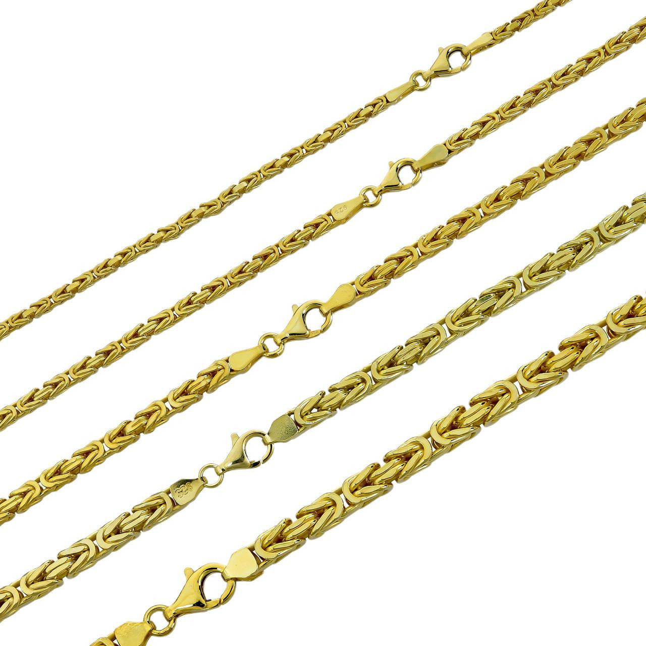 HarlemBling Byzantine Link Chain Necklace - 14k Gold Vermeil 925 Sterling Silver - 18"-30" - 2.5mm-6mm