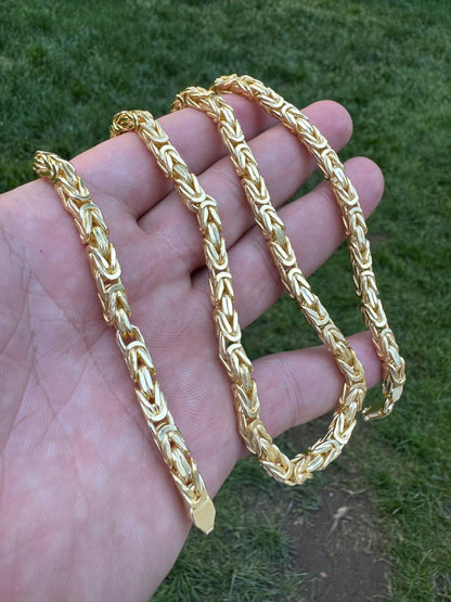 HarlemBling Byzantine Link Chain Necklace - 14k Gold Vermeil 925 Sterling Silver - 18"-30" - 2.5mm-6mm