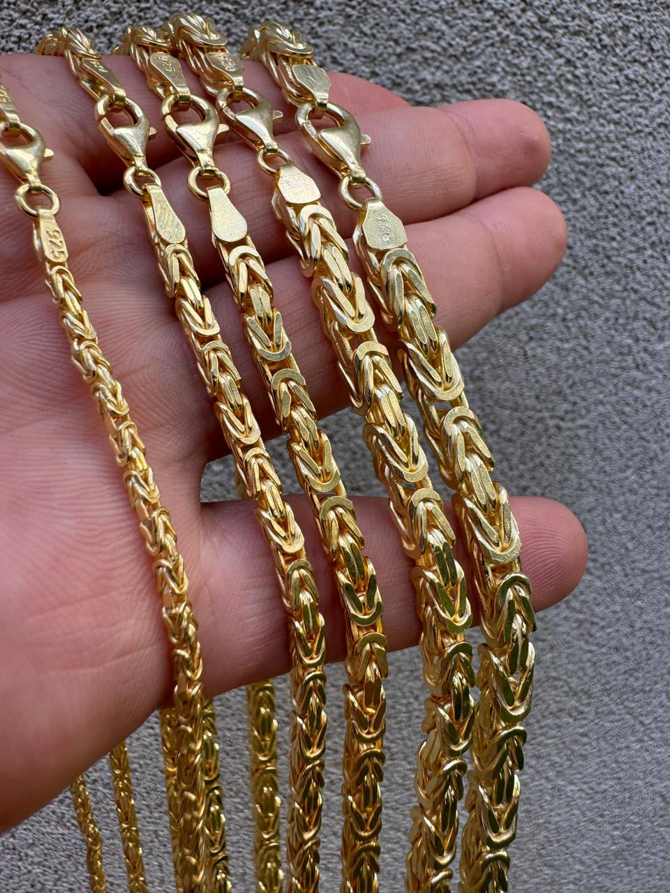 14k Gold Real 925 Sterling Silver Byzantine Chain Mens Necklace
