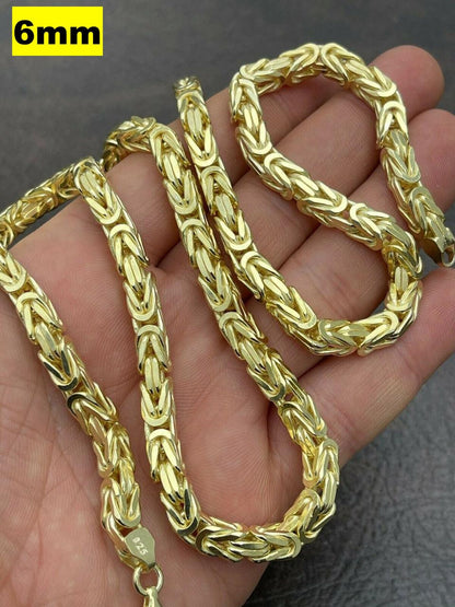 HarlemBling Byzantine Link Chain Necklace - 14k Gold Vermeil 925 Sterling Silver - 18"-30" - 2.5mm-6mm
