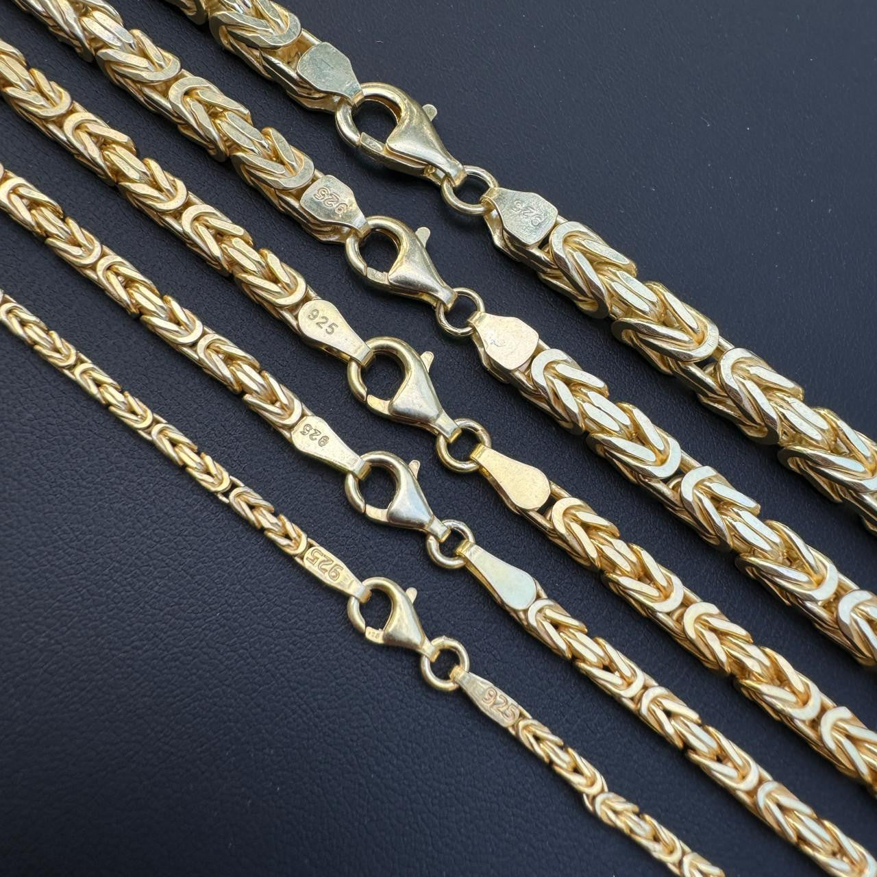 HarlemBling Byzantine Link Chain Necklace - 14k Gold Vermeil 925 Sterling Silver - 18"-30" - 2.5mm-6mm