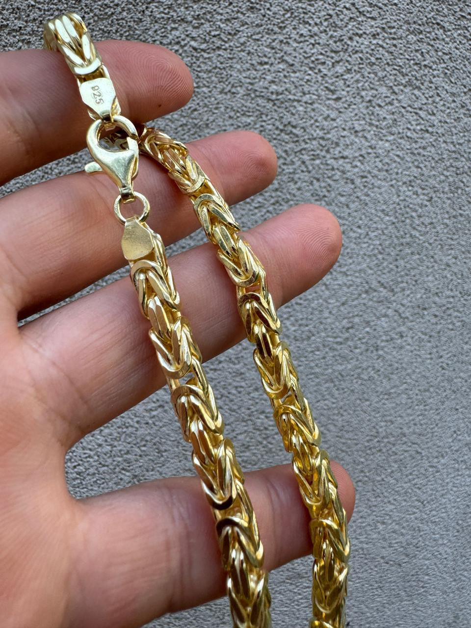 14k Gold Real 925 Sterling Silver Byzantine Chain Mens Necklace