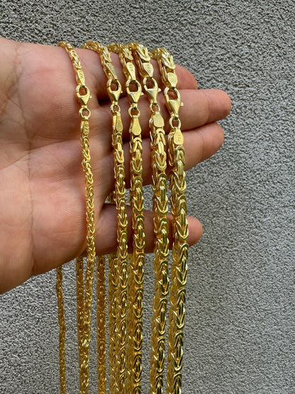 HarlemBling Byzantine Link Chain Necklace - 14k Gold Vermeil 925 Sterling Silver - 18"-30" - 2.5mm-6mm