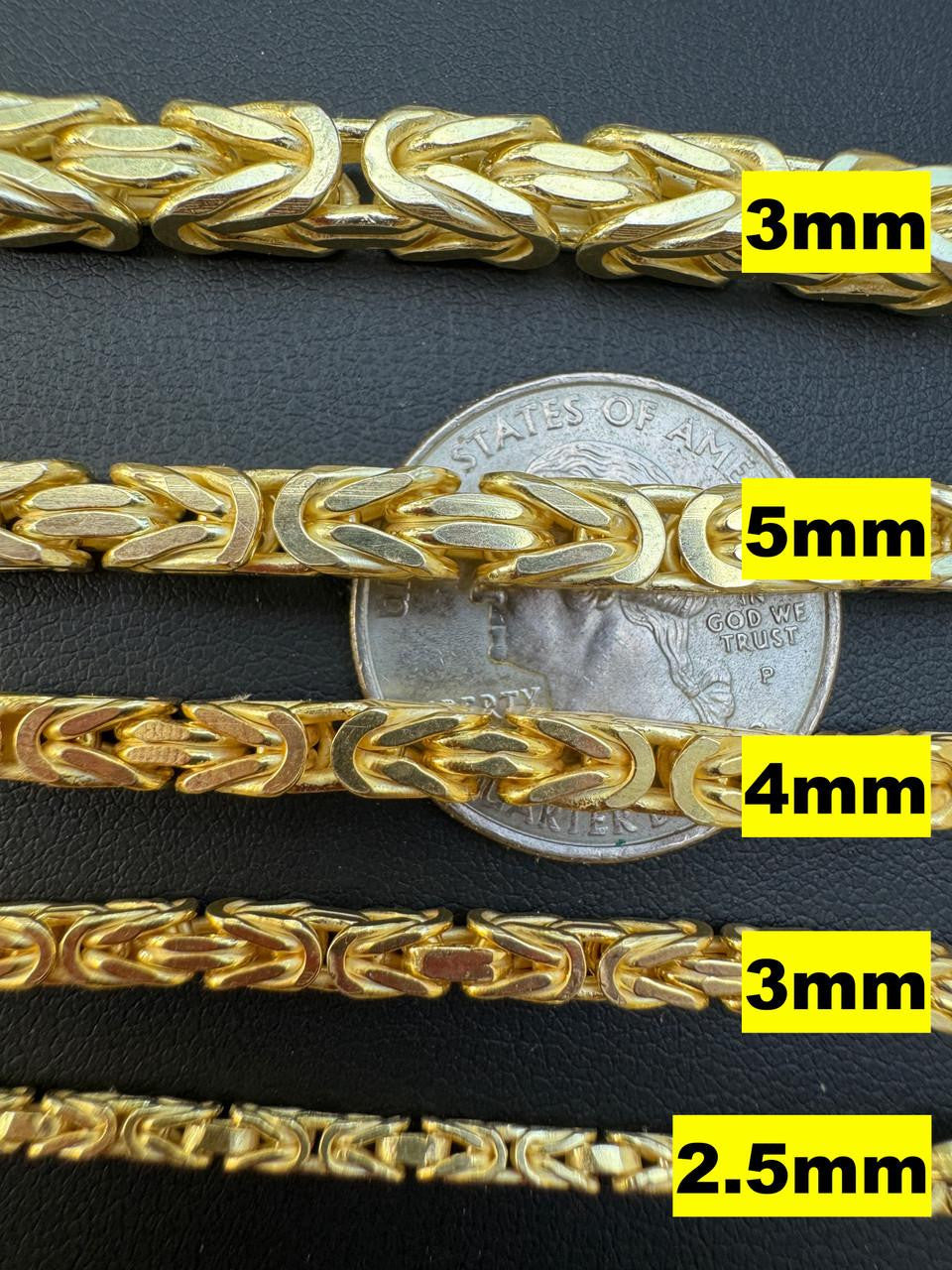 HarlemBling Byzantine Link Chain Necklace - 14k Gold Vermeil 925 Sterling Silver - 18"-30" - 2.5mm-6mm