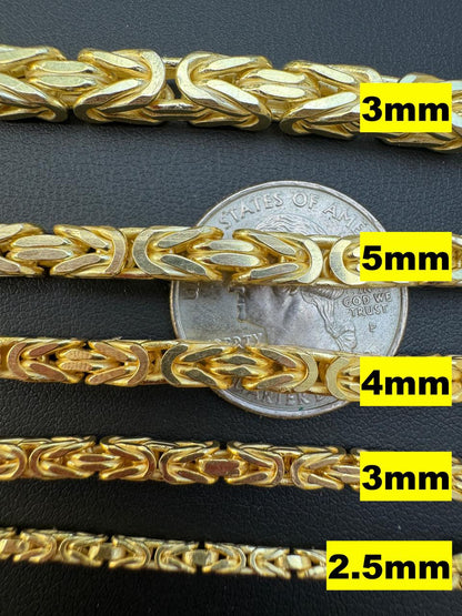 HarlemBling Byzantine Link Chain Necklace - 14k Gold Vermeil 925 Sterling Silver - 18"-30" - 2.5mm-6mm