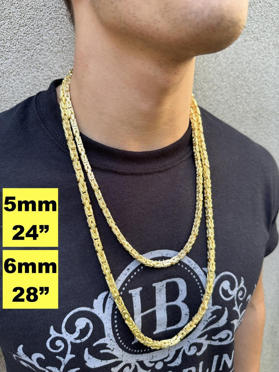 HarlemBling Byzantine Link Chain Necklace - 14k Gold Vermeil 925 Sterling Silver - 18"-30" - 2.5mm-6mm