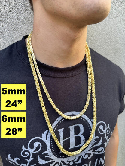 HarlemBling Byzantine Link Chain Necklace - 14k Gold Vermeil 925 Sterling Silver - 18"-30" - 2.5mm-6mm