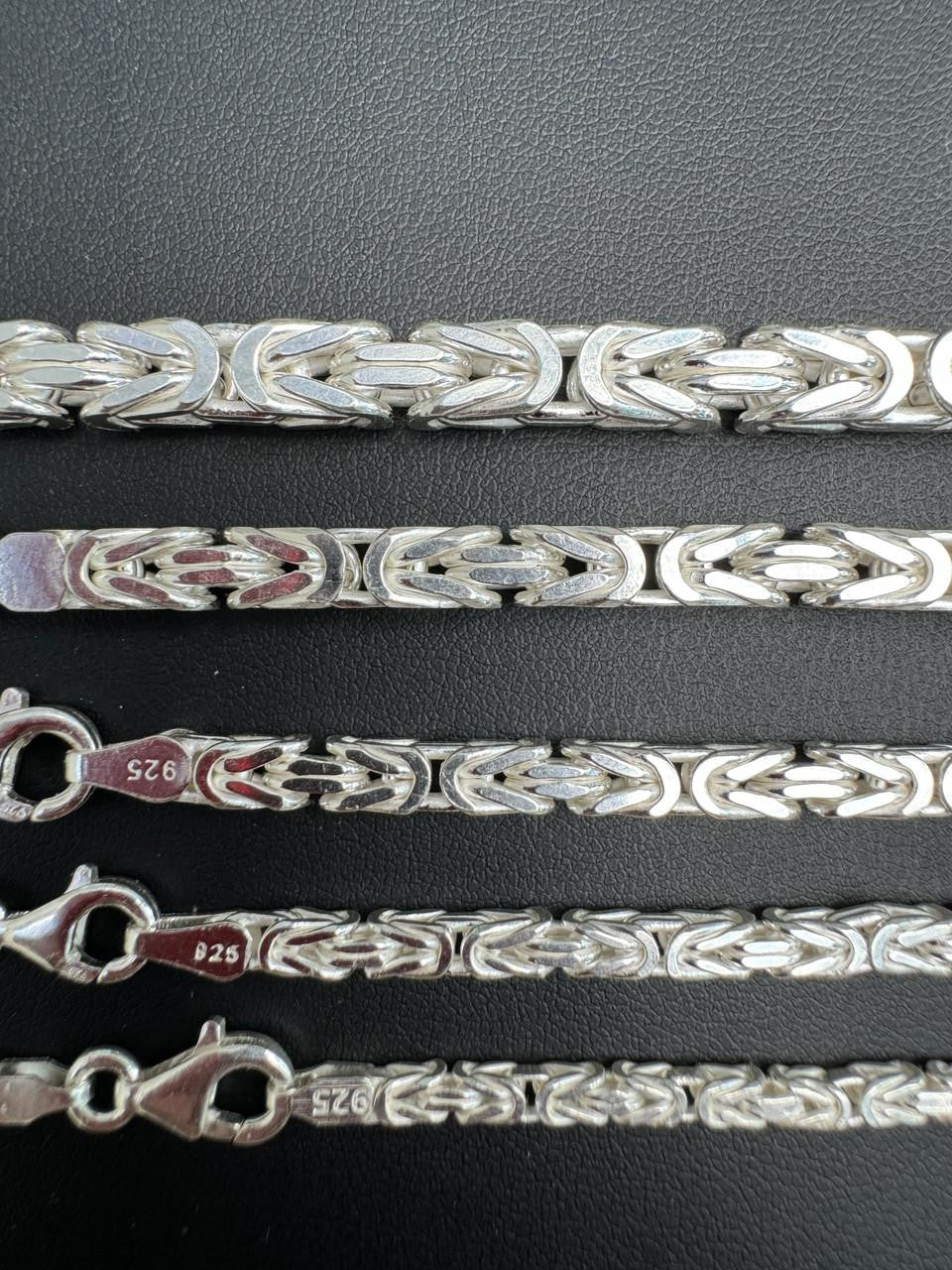 Real Solid 925 Sterling Silver Byzantine Rope Chain Mens Necklace