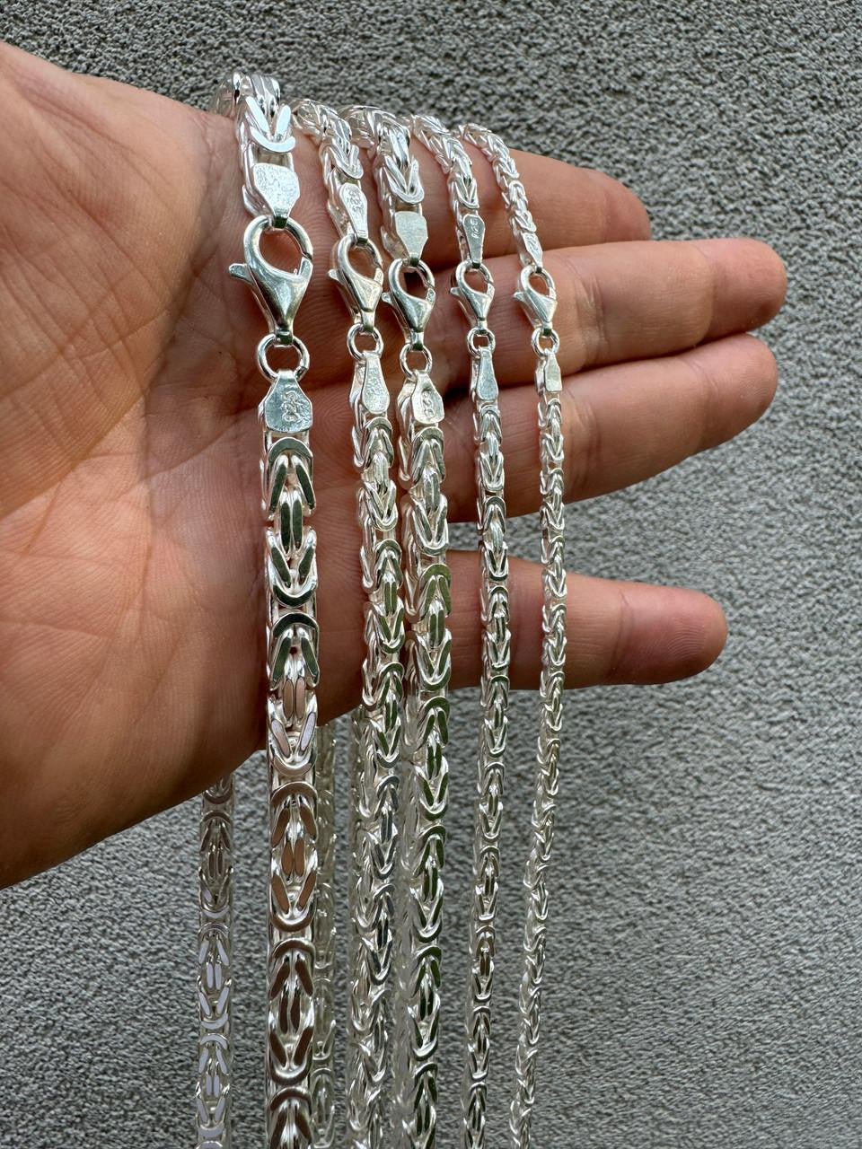 Real Solid 925 Sterling Silver Byzantine Rope Chain Mens Necklace