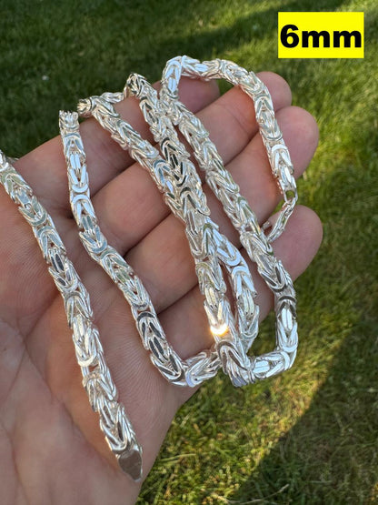 HarlemBling Byzantine Link Chain Necklace - 925 Sterling Silver - 18"-30" - 2.5mm-6mm