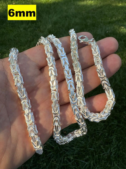 HarlemBling Byzantine Link Chain Necklace - 925 Sterling Silver - 18"-30" - 2.5mm-6mm