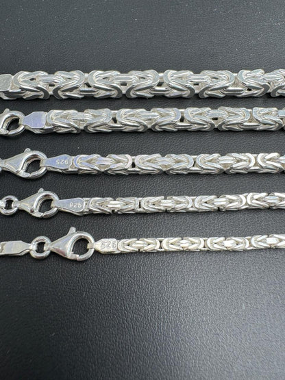 HarlemBling Byzantine Link Chain Necklace - 925 Sterling Silver - 18"-30" - 2.5mm-6mm