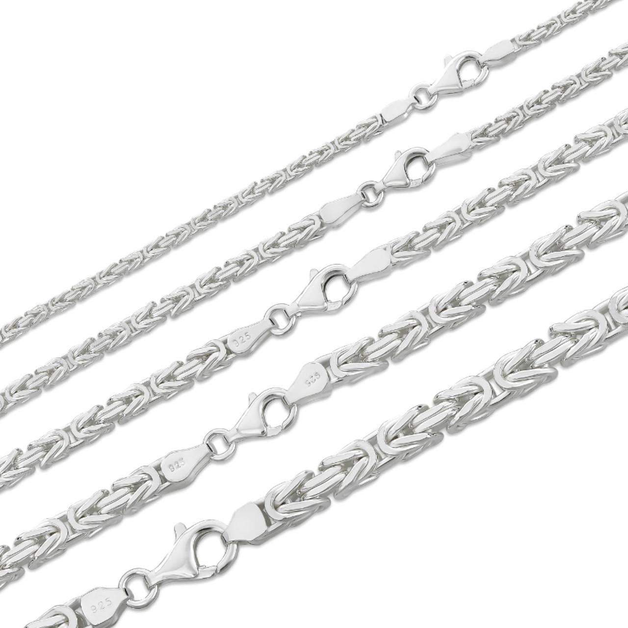 HarlemBling Byzantine Link Chain Necklace - 925 Sterling Silver - 18"-30" - 2.5mm-6mm