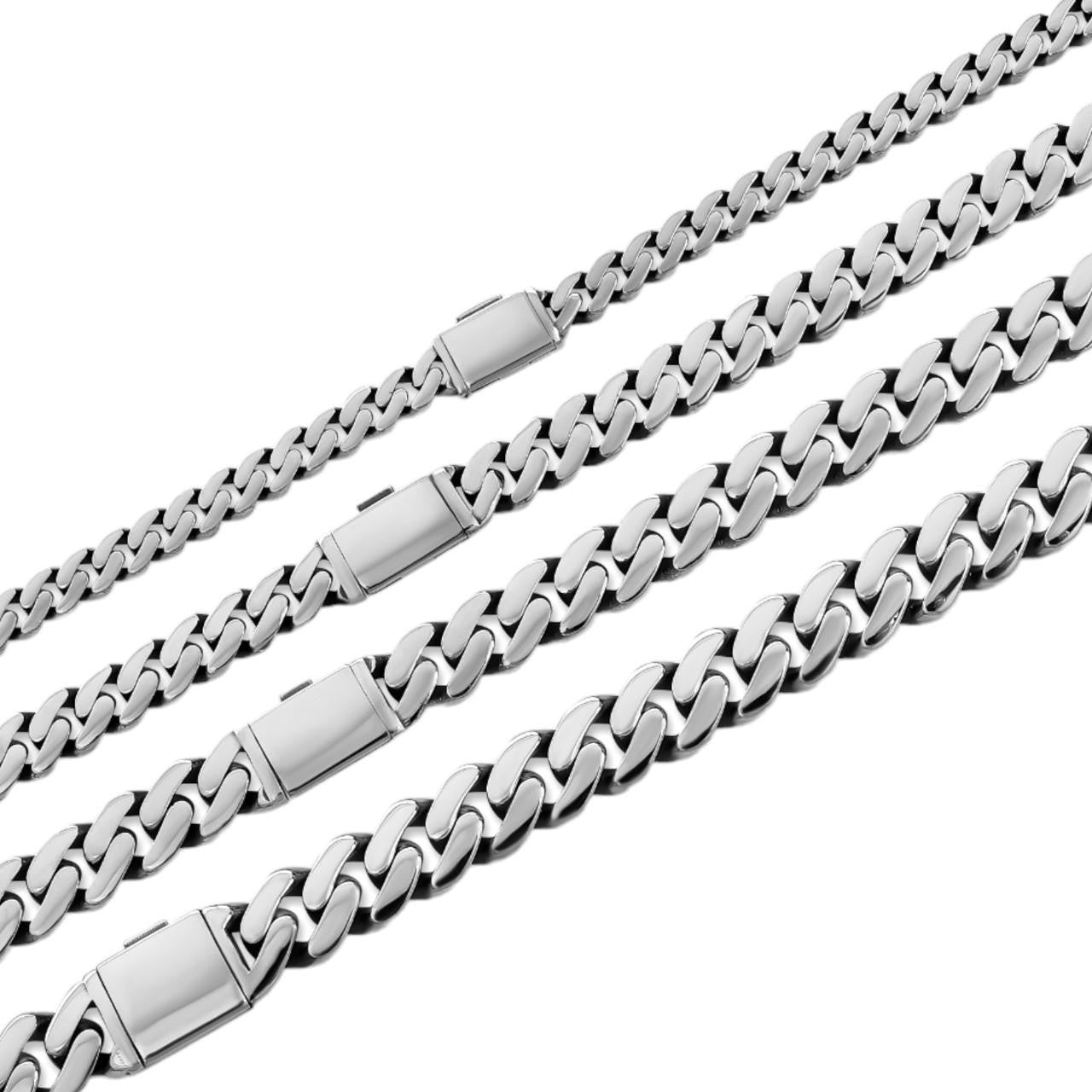 HarlemBling Cancun Cuban Link Chain Necklace Sleek Clasp  - 925 Sterling Silver - 18"-28" - 6mm-12mm