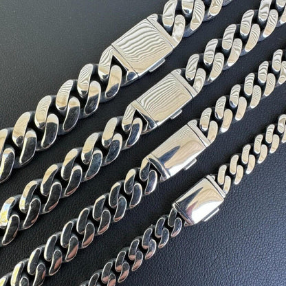 HarlemBling Cancun Cuban Link Chain Necklace Sleek Clasp  - 925 Sterling Silver - 18"-28" - 6mm-12mm