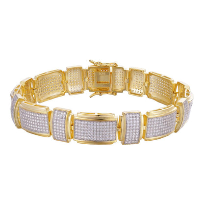 HarlemBling Celebrity Custom Link Bracelet Iced Out CZ Stones - 14k Gold Vermeil 925 Silver - 12.5mm - 7.5"-8.5"