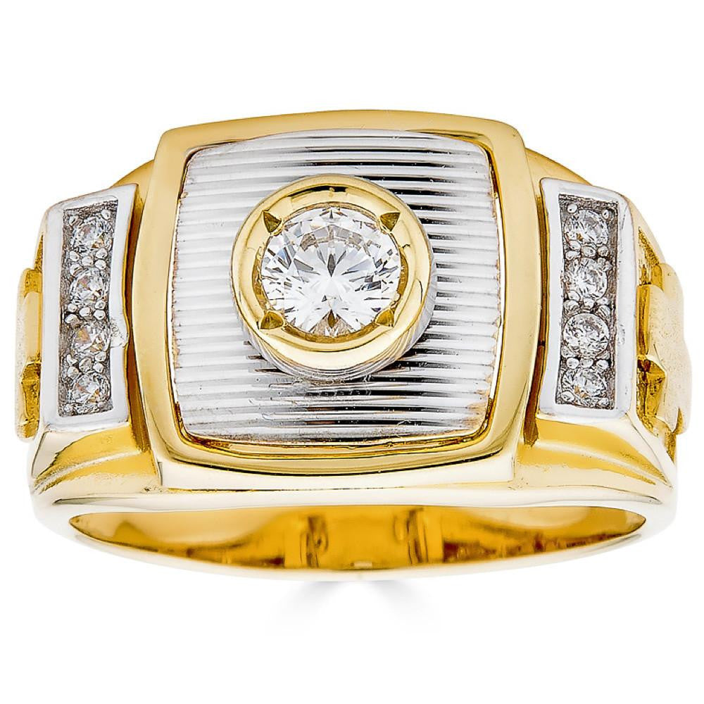 HarlemBling Chrome Eye Ring - 14k Gold Vermeil 925 Silver Two Tone - CZ Stones