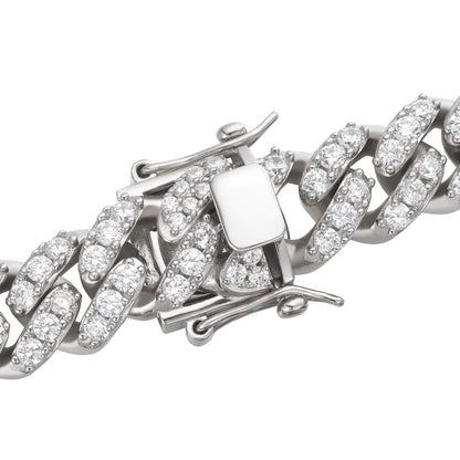 HarlemBling Classic Baguette Miami Cuban Link Chain Necklace Iced Out CZ Stones - 925 Silver - 12mm - 18-30"