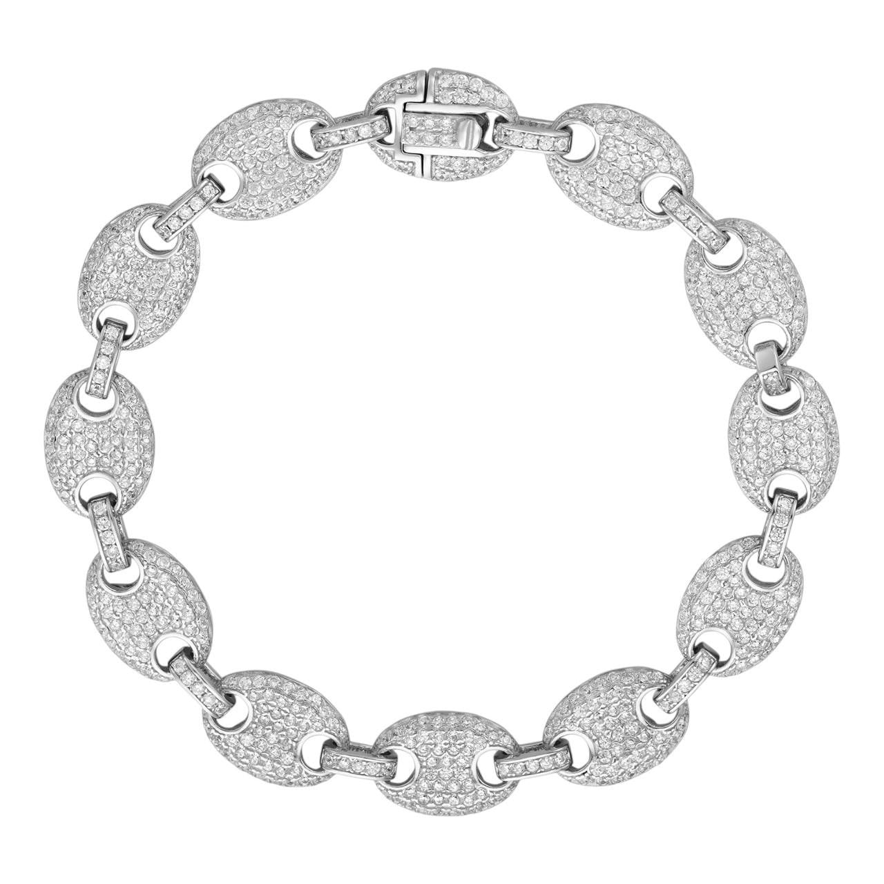 HarlemBling Classic Gucci Link Bracelet Iced Out CZ Stones - 925 Silver - 10mm - 6"-9"