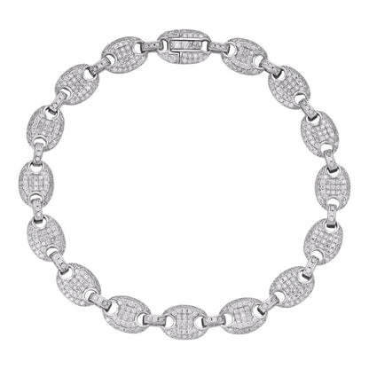 HarlemBling Classic Gucci Link Bracelet Iced Out CZ Stones - 925 Silver - 8mm - 6"-9"