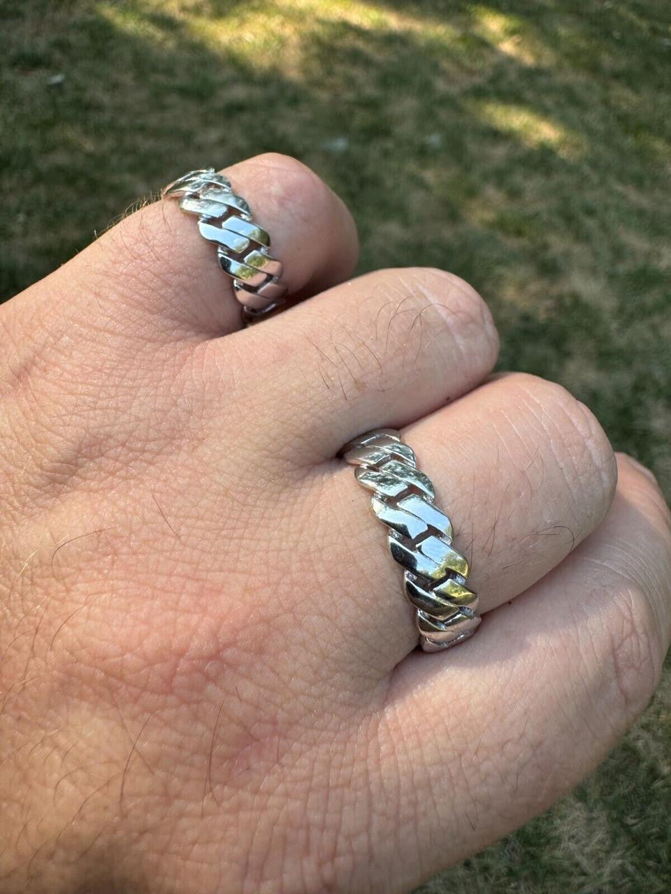 HarlemBling Classic Prong Miami Cuban Eternity Band Ring - 925 Silver - Plain