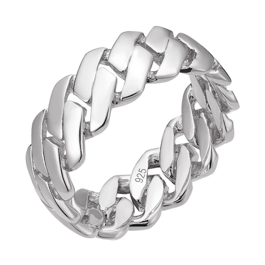 HarlemBling Classic Prong Miami Cuban Eternity Band Ring - 925 Silver - Plain